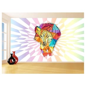 Papel De Parede Animais Pop Art Lobo Colorido 3,5M Pxa600