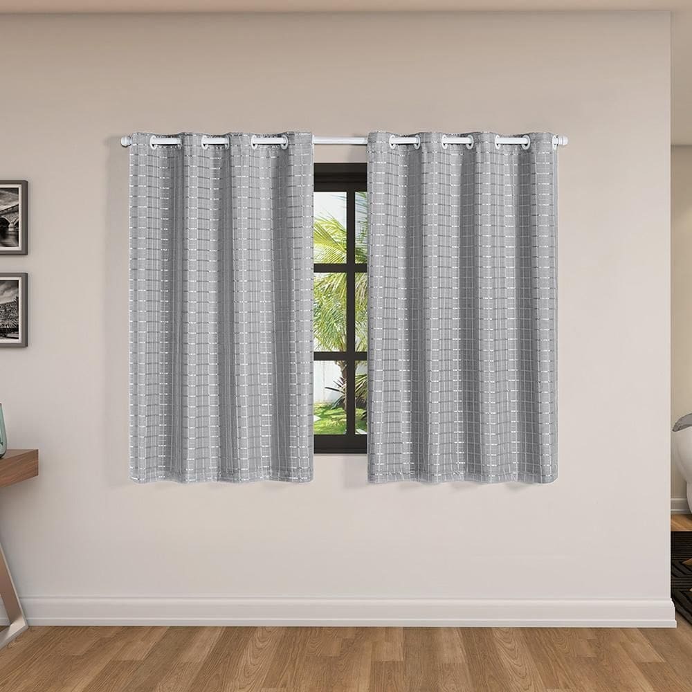 Cortina Blackout 2,80X1,60 Voal Corta Luz Sala Quarto Cinza