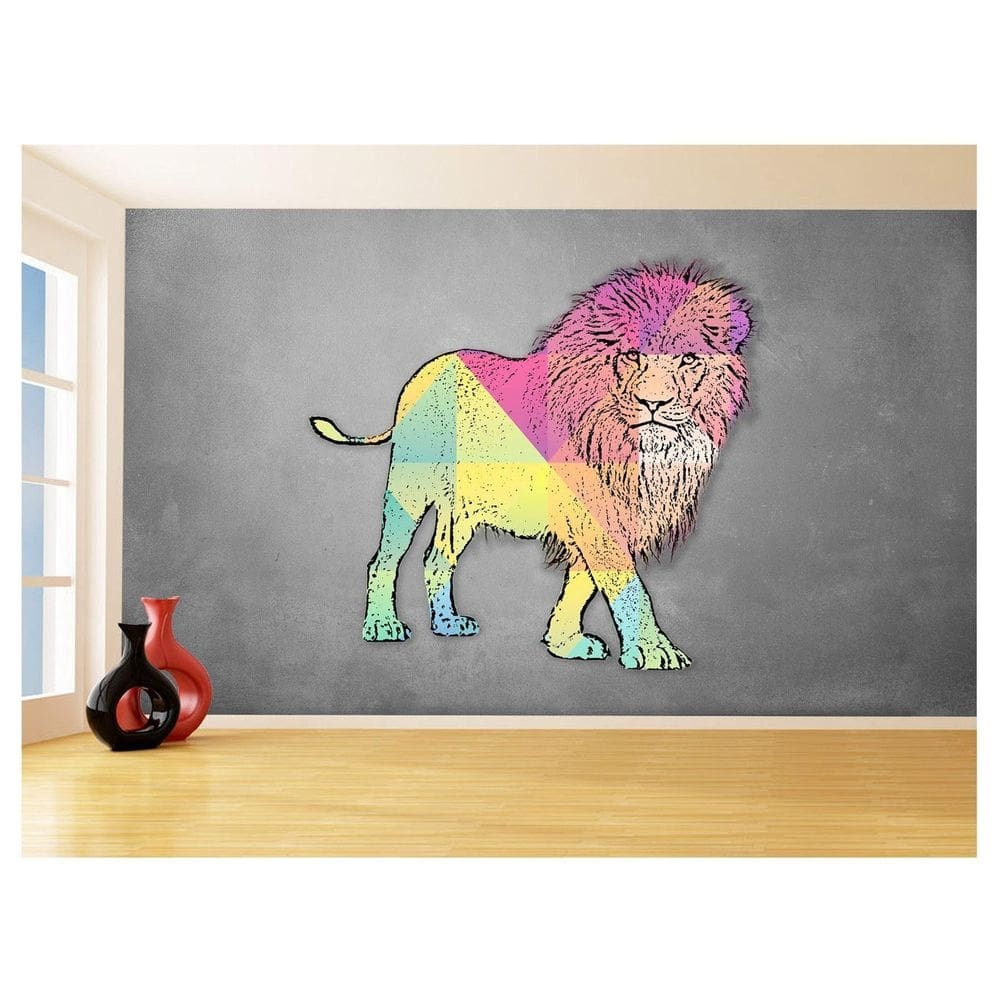 Papel De Parede Animais Pop Art Leão Rei Selva 3,5M Pxa49