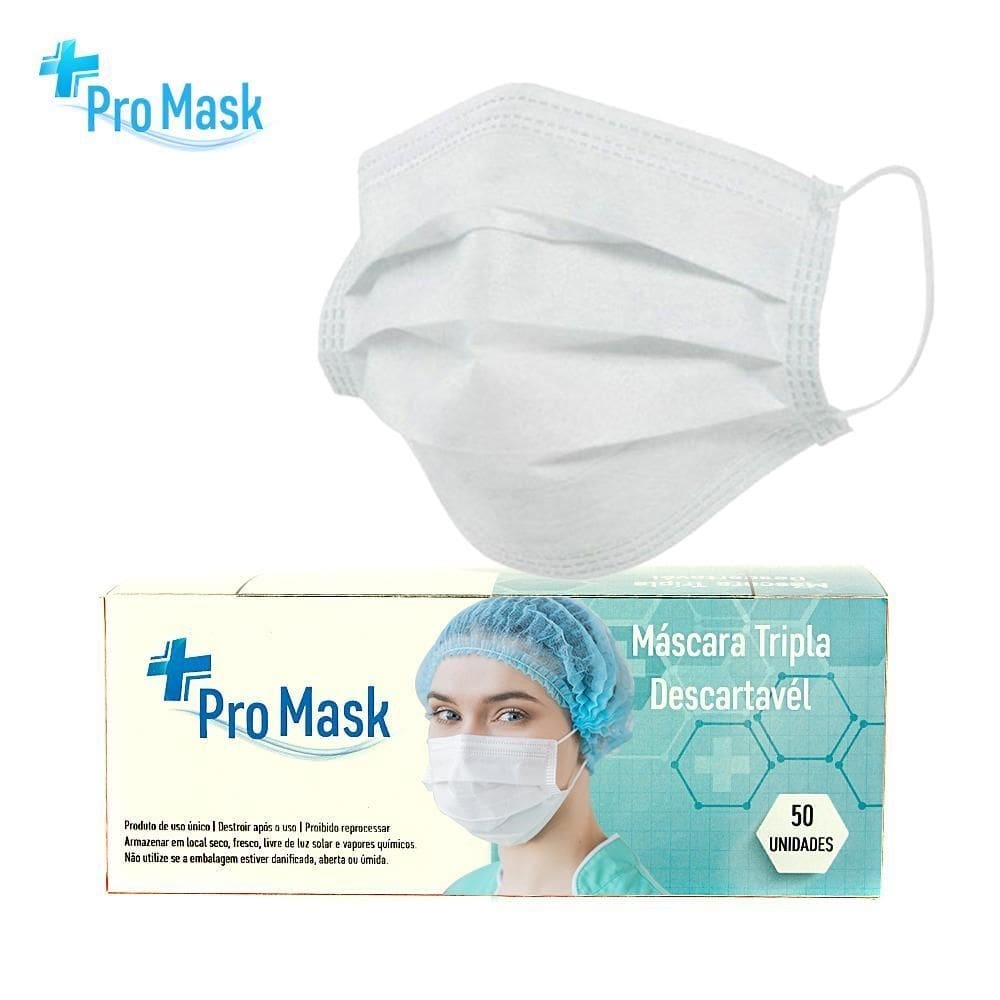 Mascara descartavel cirurgica 50un pro mask clipe nasal tnt