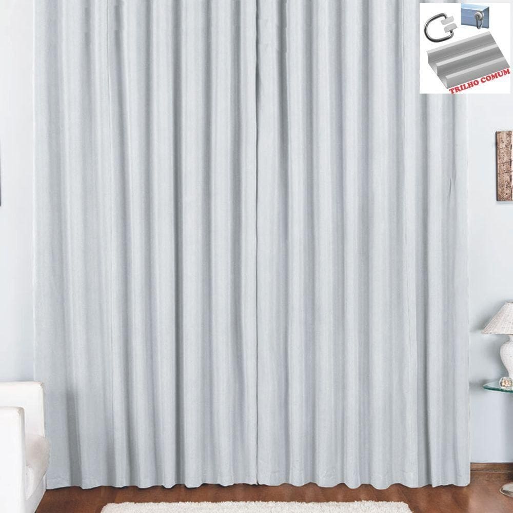 Cortina pryme 3 metros sala em oxford trilho comum branca