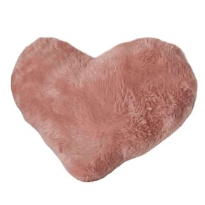 Almofada de coração pelúcia pelo curto rose para decoração