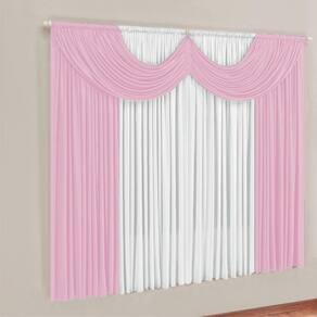 Cortina montreal 3 mts em malha janela sala quarto rosa