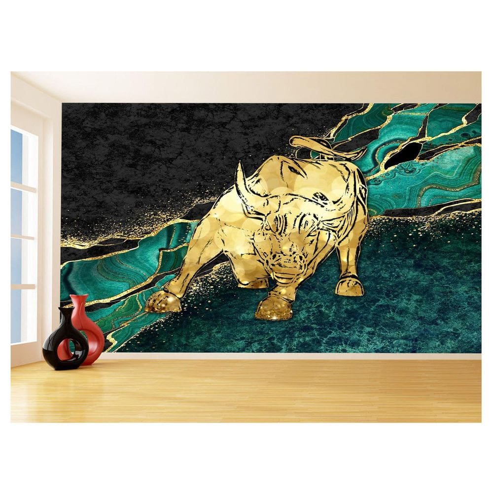 Papel De Parede 3D Animais Pop Art Touro Bull 3,5M Pxa168