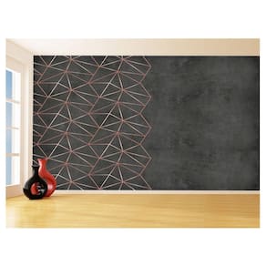 Papel De Parede 3D Concreto Linhas Dourado Rose 3,5M Kkt183