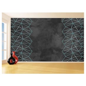 Papel De Parede Concreto Linhas Azul Turquesa 3,5M Kkt321