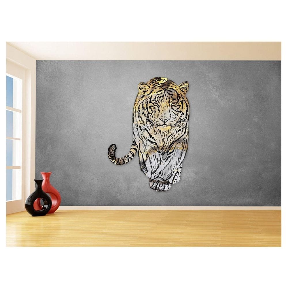 Papel De Parede 3D Animais Pop Art Tigre Felino 3,5M Pxa137