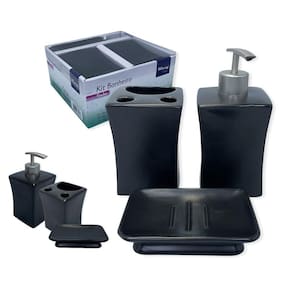 Kit 3 peças banheiro lavabo porcelana porta sabonetes e escovas