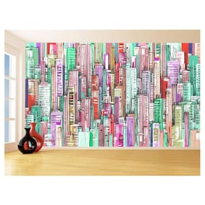 Papel De Parede Cidade Arte Prédios Coloridos 3,5M Ncd376