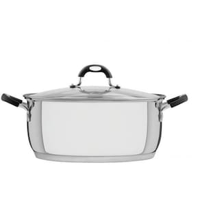 Caçarola tramontina moderna aço inox com tampa de vidro 30cm