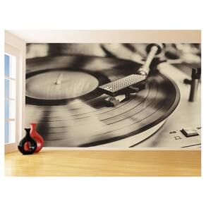 Papel De Parede 3D Musica Vinil Preto Branco Dj 3,5M Mus48