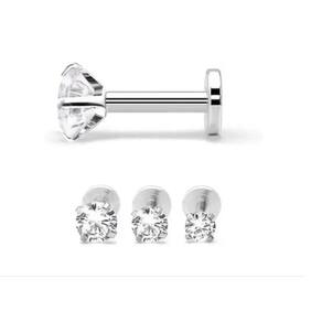 Piercing tragus labret 2mm zirconias haste 10mm
