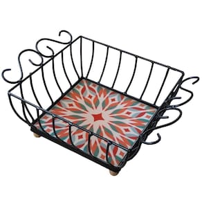Fruteira De Mesa Ferro E Azulejo Quadrada Grande Pra Cozinha Azulejo G1