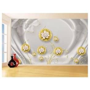 Papel De Parede 3D Floral Textura Sala Flores 3,5M Xfl251