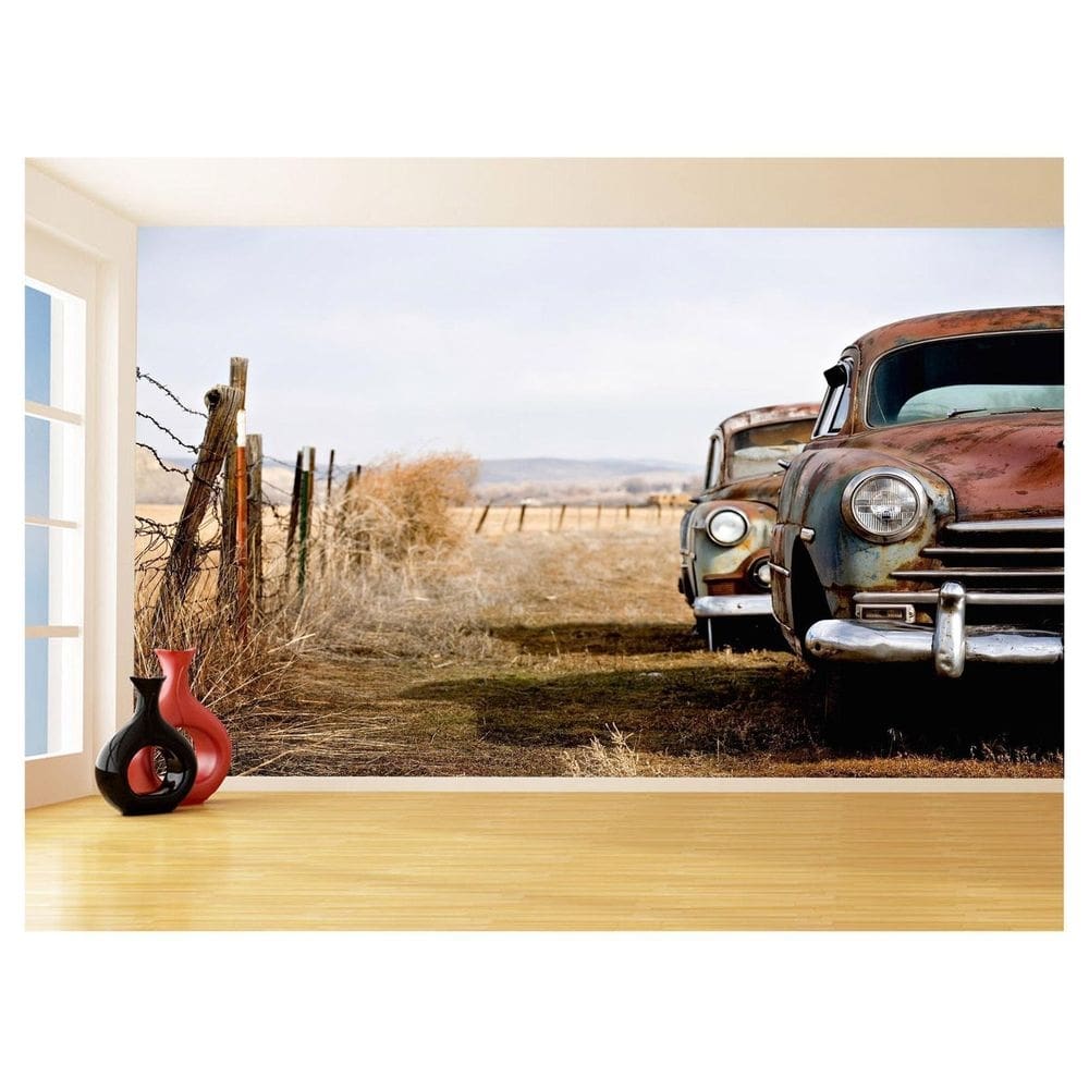 Papel De Parede 3D Carro Antigo Clássico Vintage 3,5M Cxr31