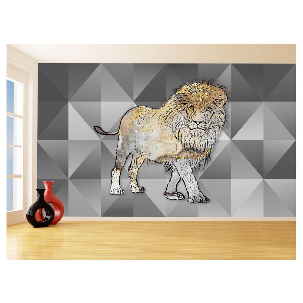 Papel De Parede Animais Pop Art Leão Rei Selva 3,5M Pxa56