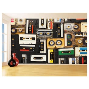 Papel De Parede 3D Musica Fitas Cassete Painel 3,5M Mus108