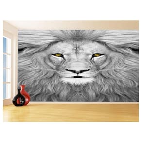 Papel De Parede 3D Animais Leão Rosto Olhando 3,5M Anm481