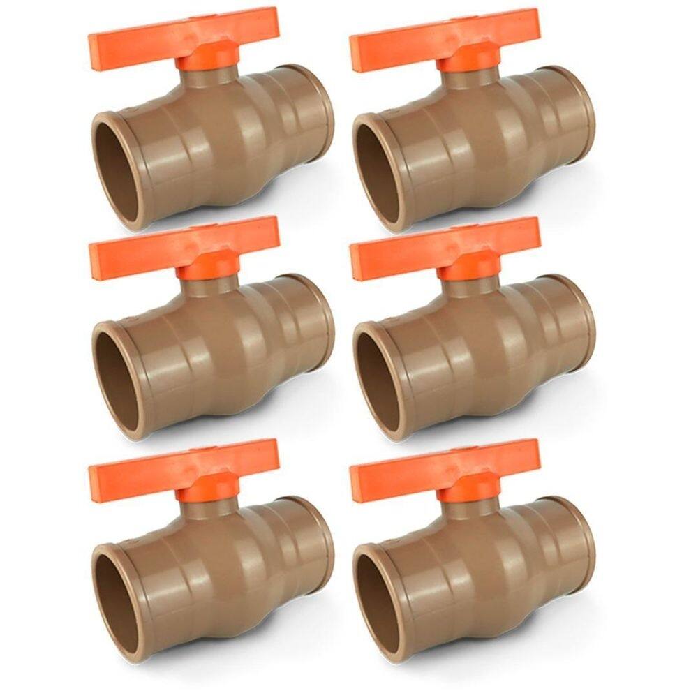 6x registro de soldável pvc 25mm 3/4 marrom