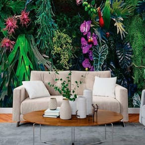 Papel de parede painel 3d folhas flores colorida 3m