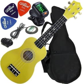 Kit ukulele andaluz amarelo eletroacústico soprano uks-01 yl