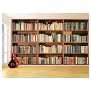 Papel De Parede 3D Estante De Livros Fundo Vídeo 3,5M Est07