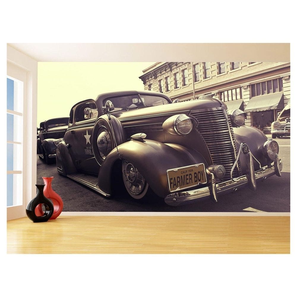 Papel De Parede 3D Carro Antigo Hot Rod Custom 3,5M Cxr128