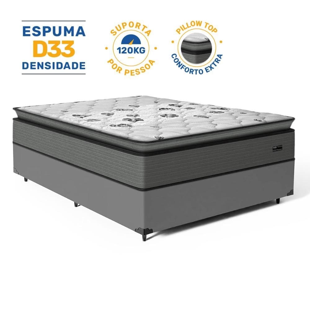 Cama Box com Colchão Resistence Espuma D33 Pillow Top Casal 138cm