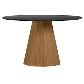 Mesa de Jantar 135x135 cm Isis com Vidro Ype Preto - New Ceval