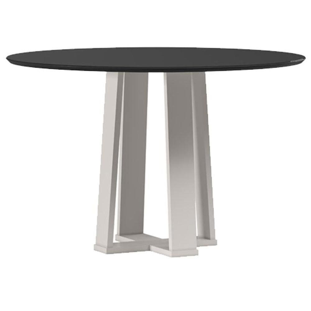 Mesa de Jantar 120 cm Isabela com Vidro Off White Preto – New Ceval