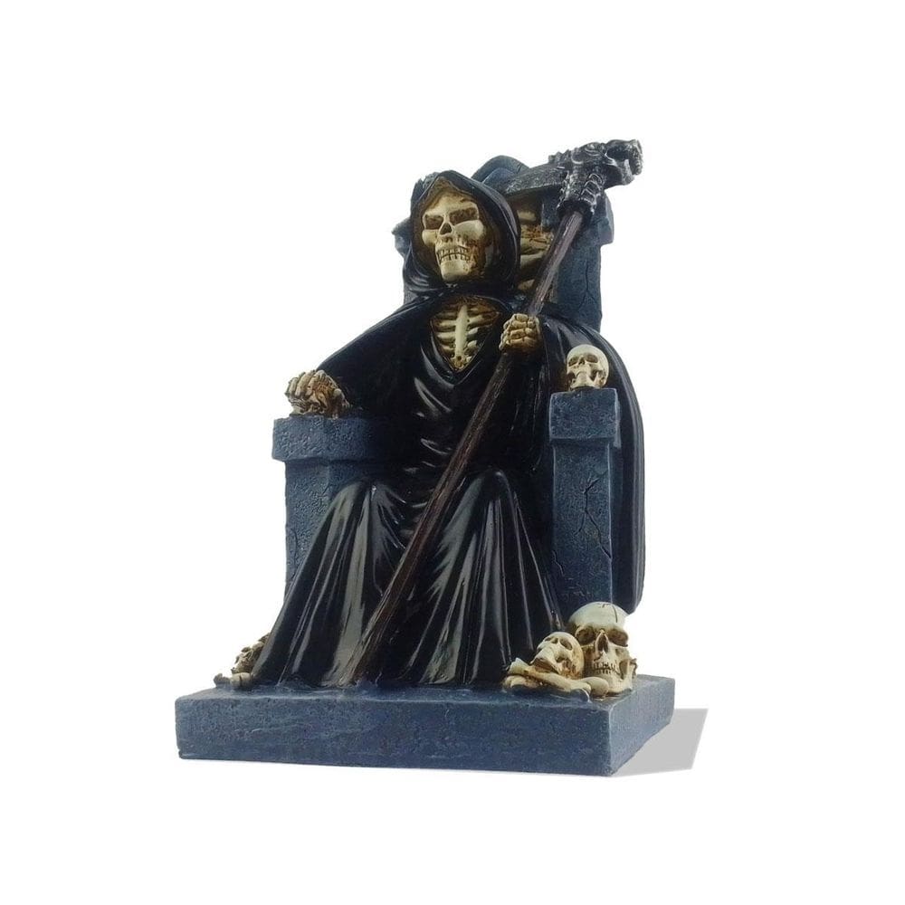 Estatueta Decorativo Colecionador Em Resina Caveira Manto Em