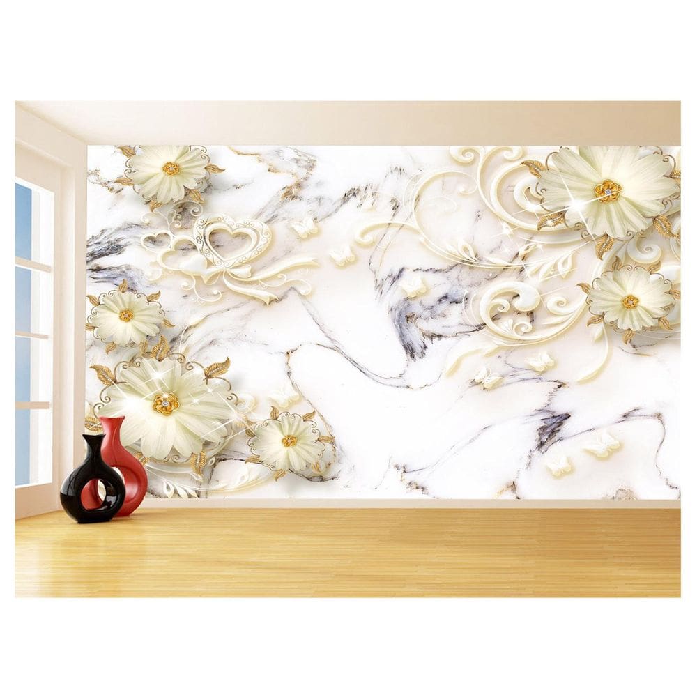 Papel De Parede 3D Floral Textura Sala Flores 3,5M Xfl360