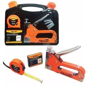 Kit Ferramenta Grampeador Com 500 Grampos Trena 2m