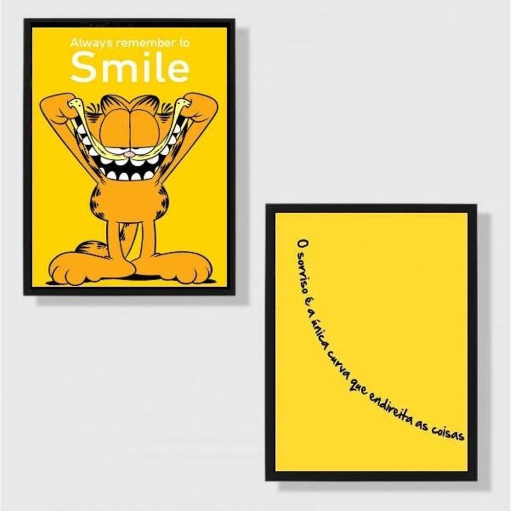 Kit 2 Quadros Decorativos Sorria 45X34Cm