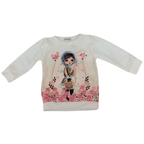Blusão infantil fem Mon Sucrê off white/rosa