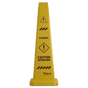 Cone de Sinalização Cuidado 116x32,5cm - BRALIMPIA