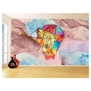 Papel De Parede Animais Pop Art Lobo Colorido 3,5M Pxa593