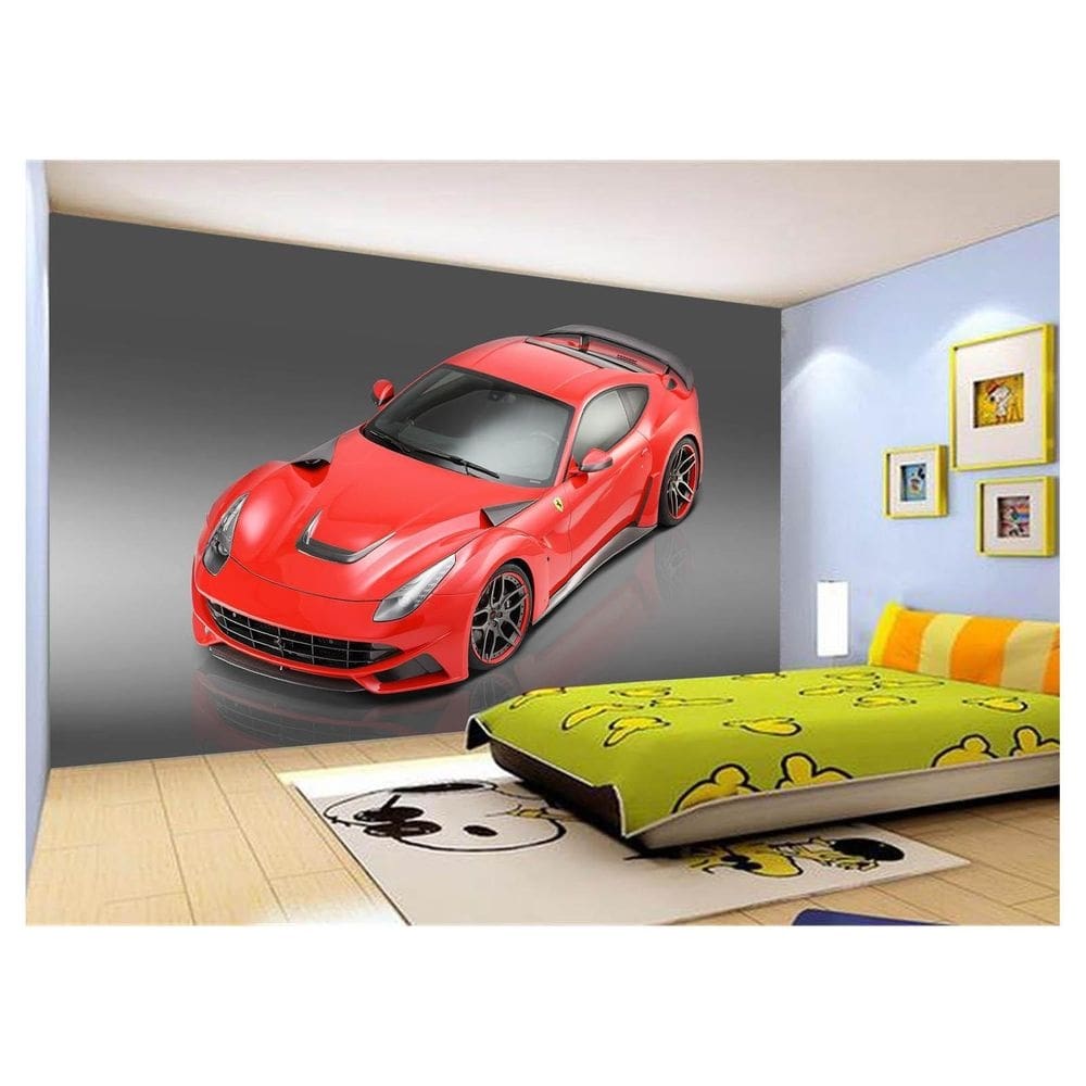 Papel De Parede 3D Carro Ferrari Vermelha Sport 3,5M Car101