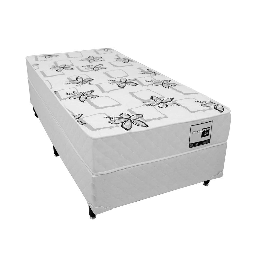 Cama Box com Colchão Solteiro Mega Light Branco - 078x188