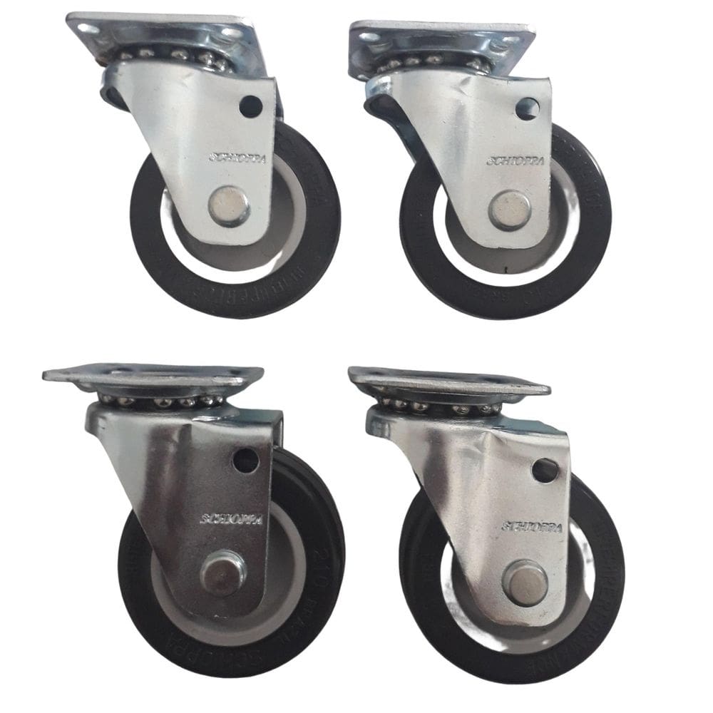 Rodizio para carrinhos e móveis roda pvc kit glap 210 bp mf