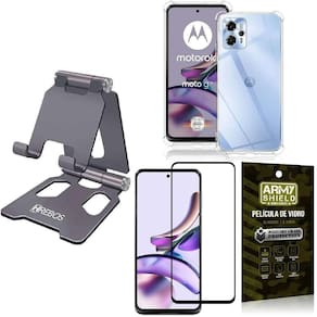 Suporte hrebos 360 cinza + capa antishock + película 3d armyshield