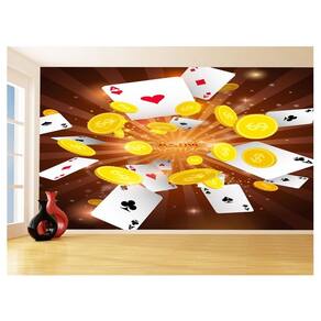 Papel De Parede 3D Salão De Jogos Cartas Poker 3,5M Jcs42
