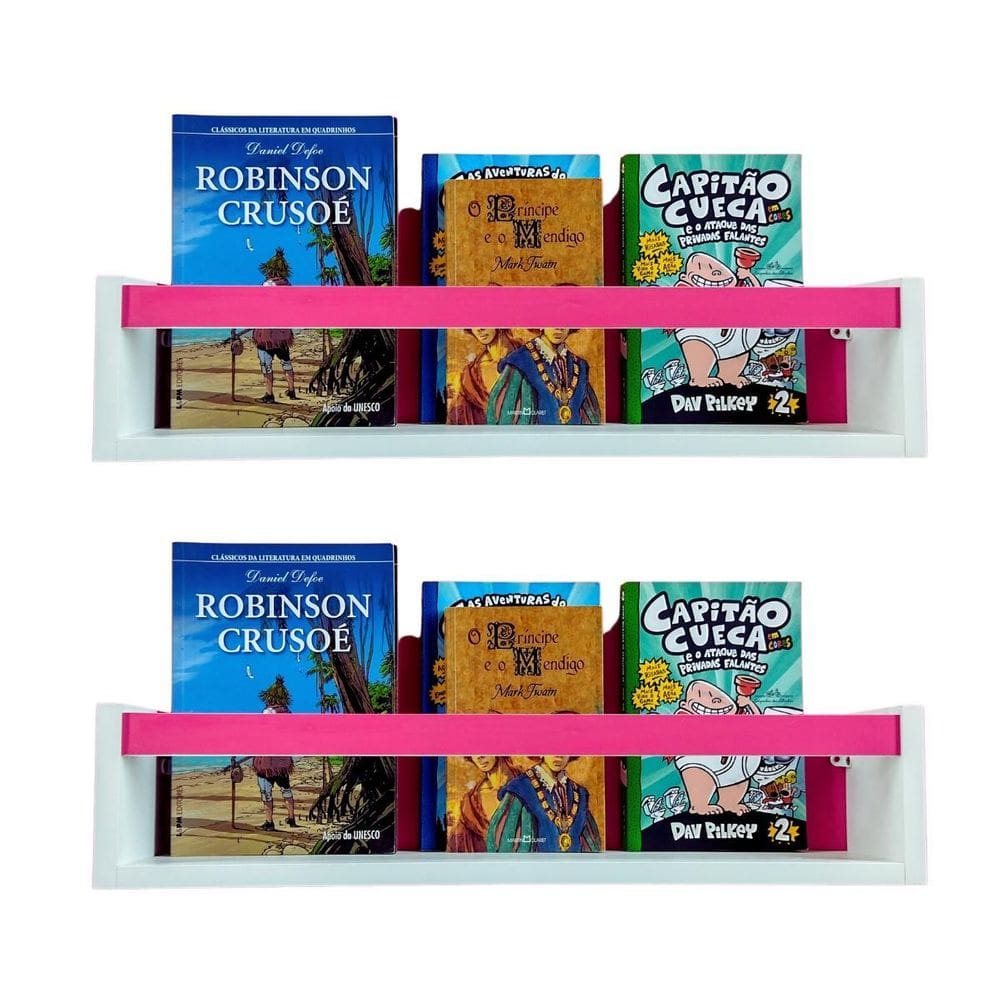 Kit 2 prateleiras livros criança nicho parede livreiro