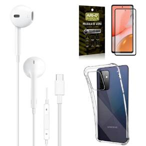 Capa samsung a72 + fone de ouvido tipo c + película 3d