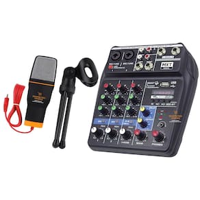 Kit Mesa de Áudio 4 Canais + Microfone de Mesa Condensador