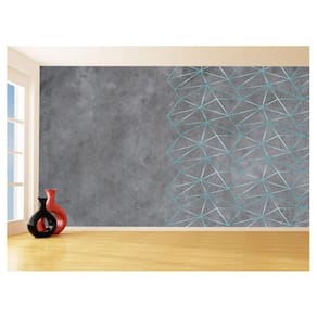 Papel De Parede Concreto Linhas Azul Turquesa 3,5M Kkt276
