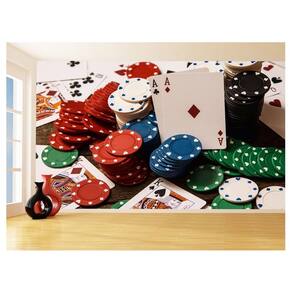 Papel De Parede 3D Salão De Jogos Cartas Poker 3,5M Jcs70