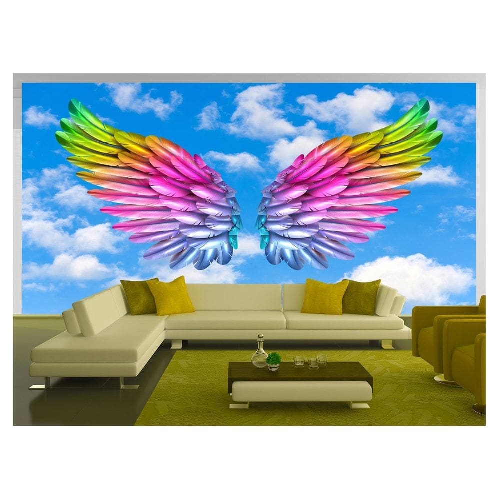 Papel De Parede 3D Arte Asas Selfie Insta Cores 3,5M Tra305