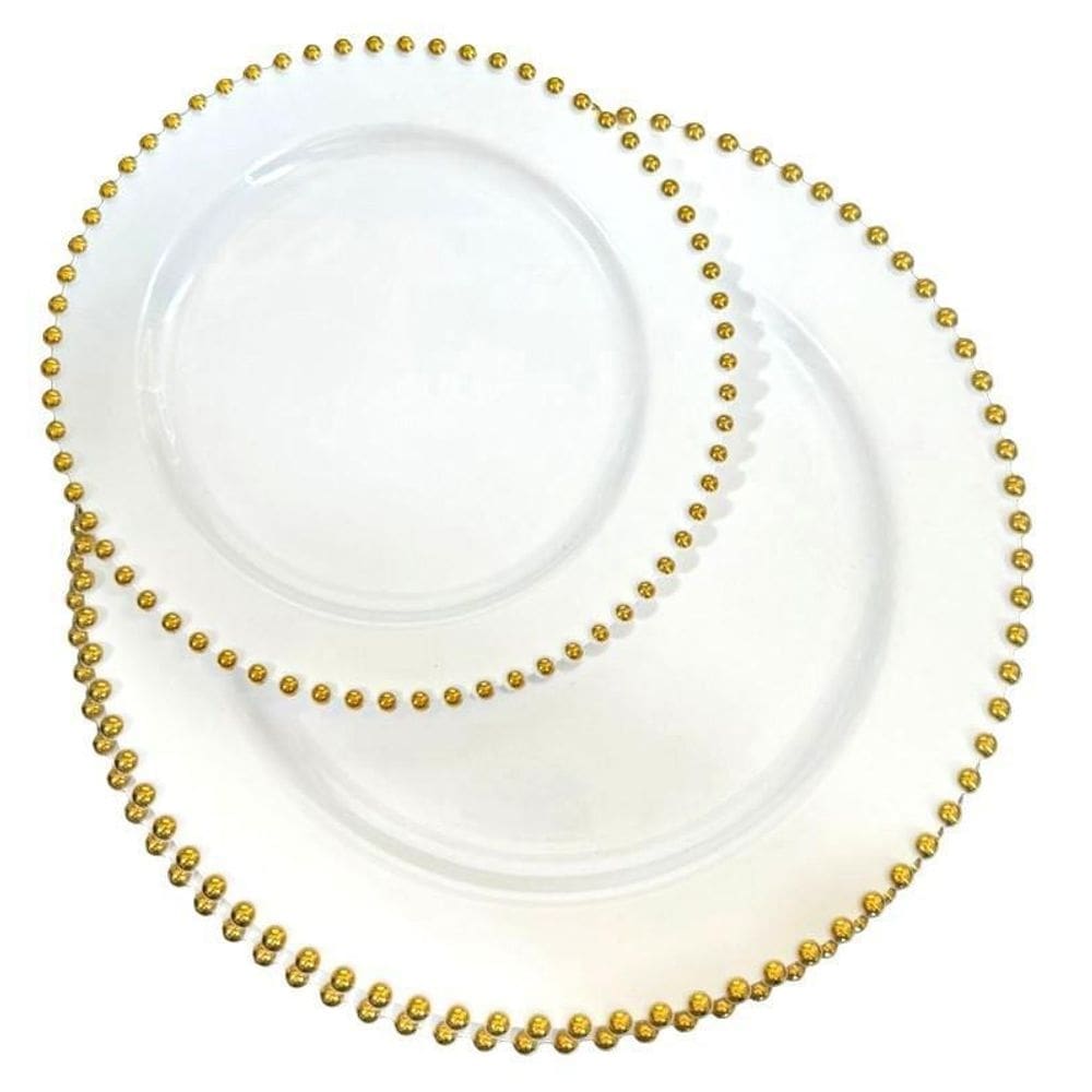 Descartável Dourado Pratos Refeição 6Un + 6 Pratos Sobremesa