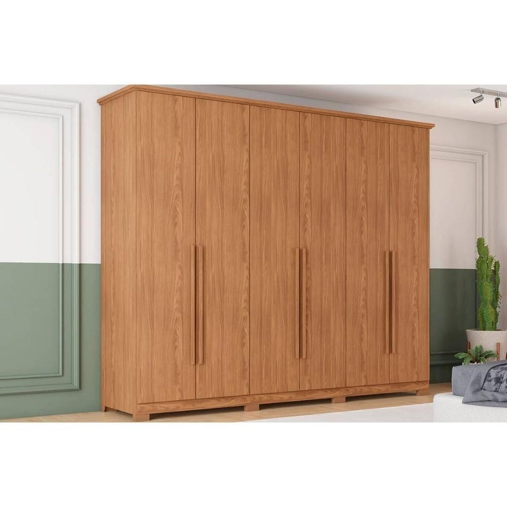 Guarda Roupa Casal 6 Portas e 6 Gavetas c/ Pés Leblon Nature - Henn